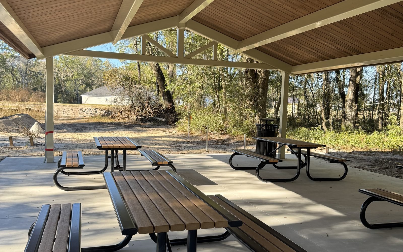 A shady picnic pavilion at a Middleburg park